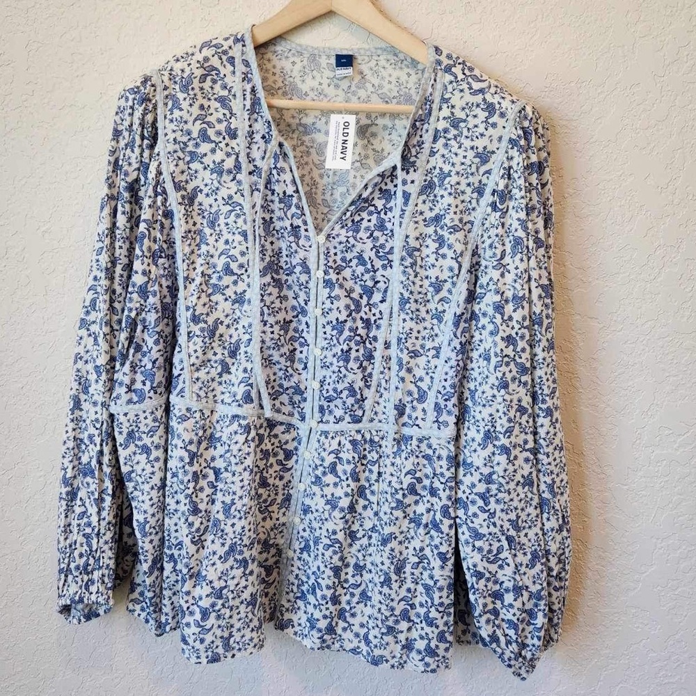 Old Navy Blue Boho Blouse Size XXL